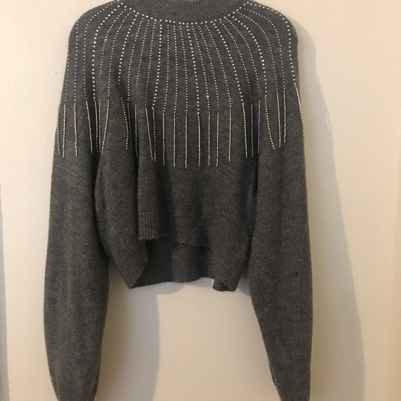 Zara Sweaters - Zara Gray Rhinestone Sweater Size M